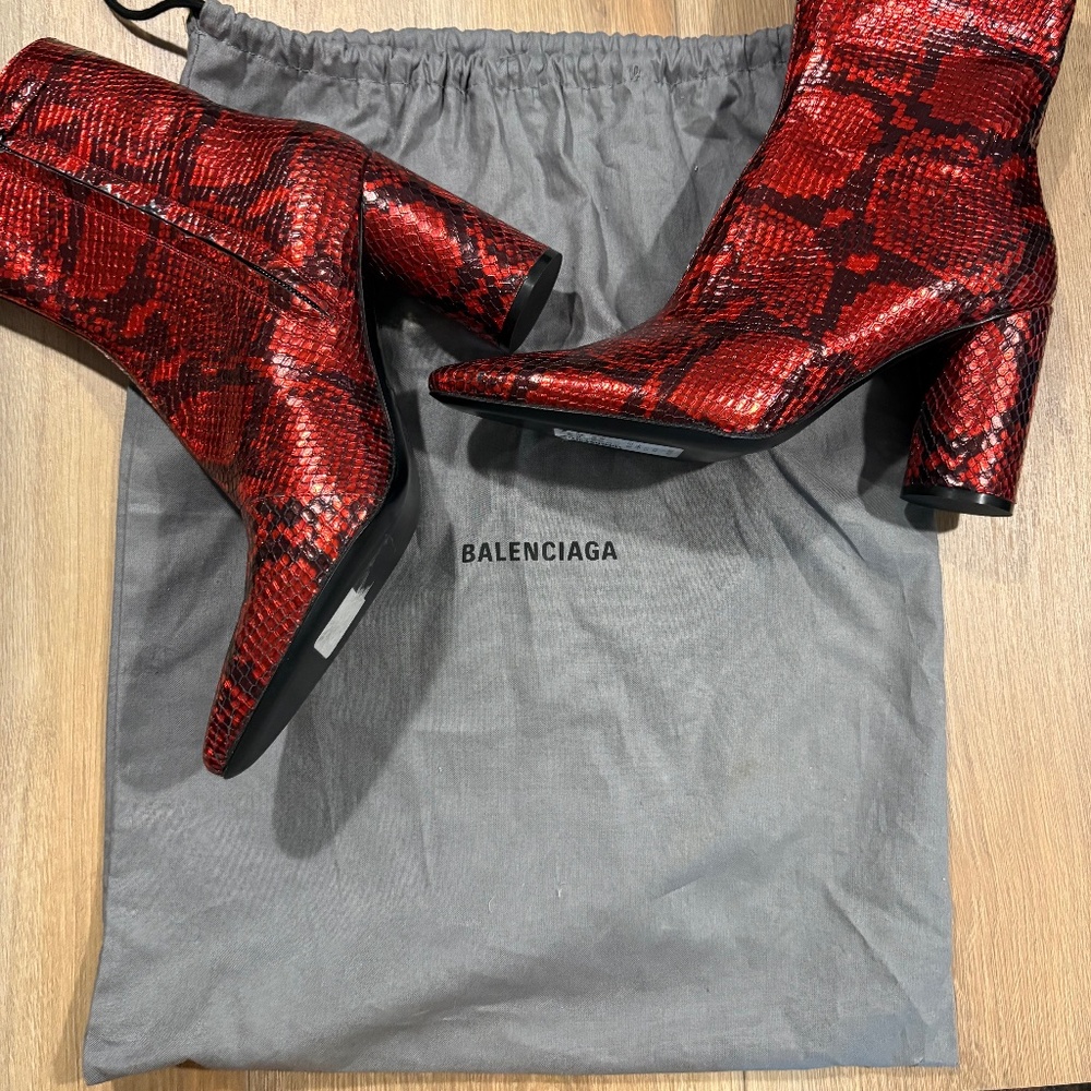 Balenciaga New Red Snakeskin Boots